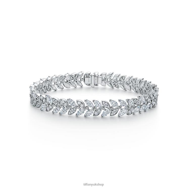 Unisex Tiffany Diamond Vine Bracelet in Platinum Jewelry 88T0X1355