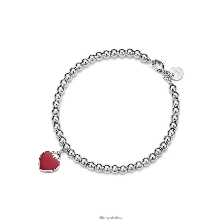 Unisex Tiffany Red Mini Heart Bead Bracelet Jewelry 88T0X1151