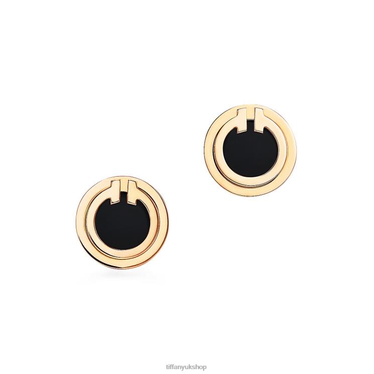 Unisex Tiffany Black Onyx Circle Earrings Jewelry 88T0X794