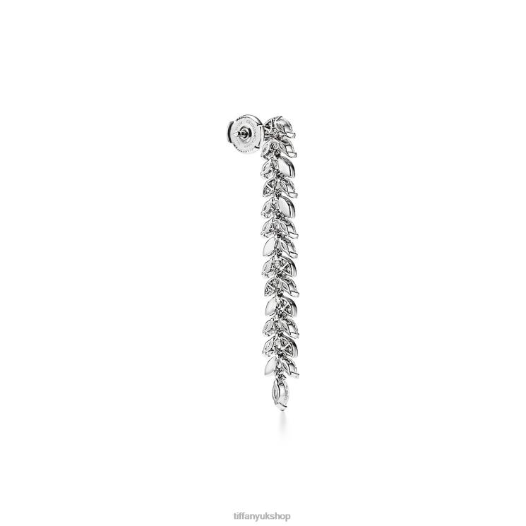 Unisex Tiffany Diamond Vine Drop Earrings in Platinum Jewelry 88T0X905