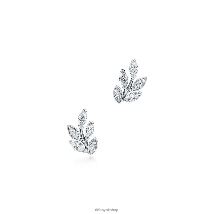 Unisex Tiffany Diamond Vine Earrings in Platinum Jewelry 88T0X783