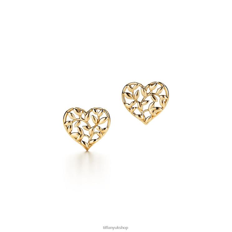 Unisex Tiffany Olive Leaf Heart Earrings Jewelry 88T0X748