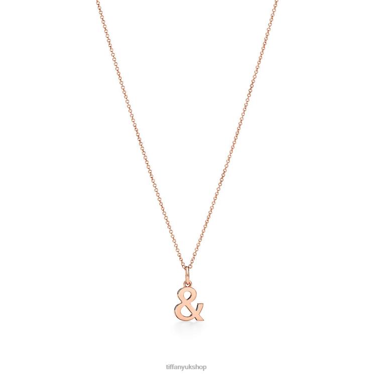 Unisex Tiffany Ampersand Pendant in 18k Rose Gold Jewelry 88T0X407