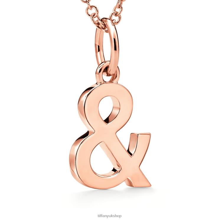 Unisex Tiffany Ampersand Pendant in 18k Rose Gold Jewelry 88T0X407