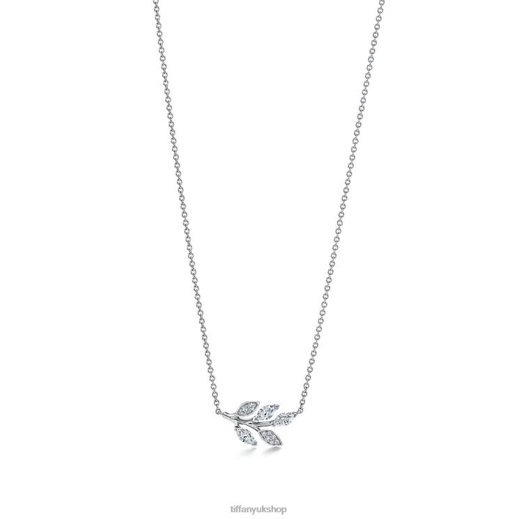 Unisex Tiffany Diamond Vine Pendant in Platinum Jewelry 88T0X106