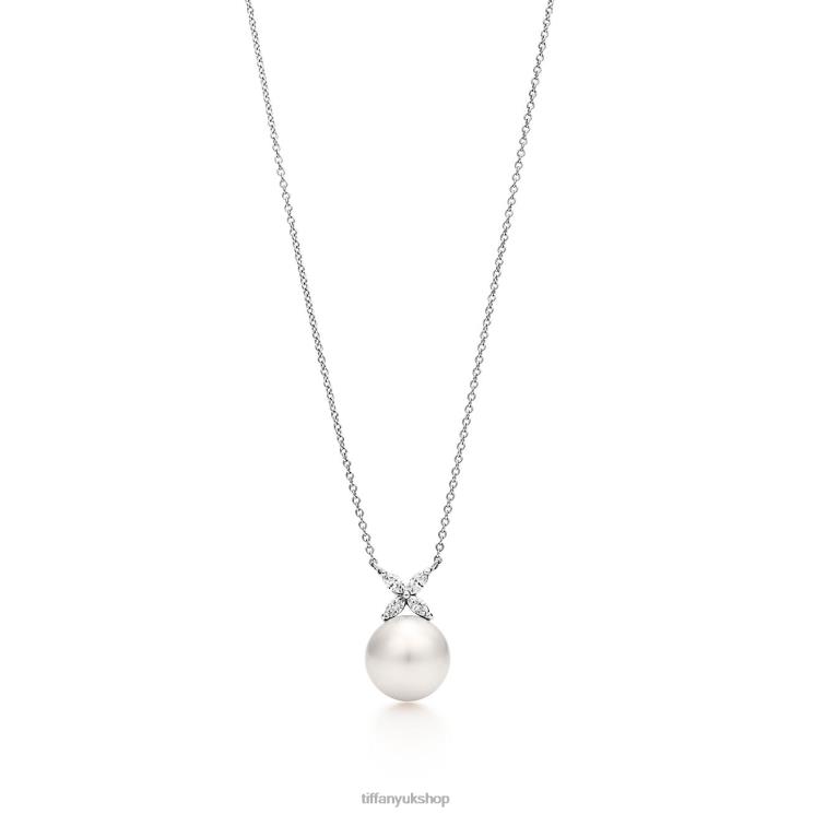 Unisex Tiffany Pearl and Diamond Pendant Jewelry 88T0X45