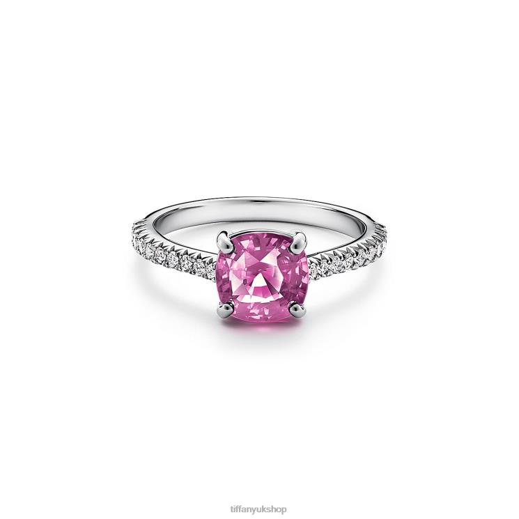 Unisex Tiffany Cushion-cut Pink Sapphire Ring Jewelry 88T0X1592