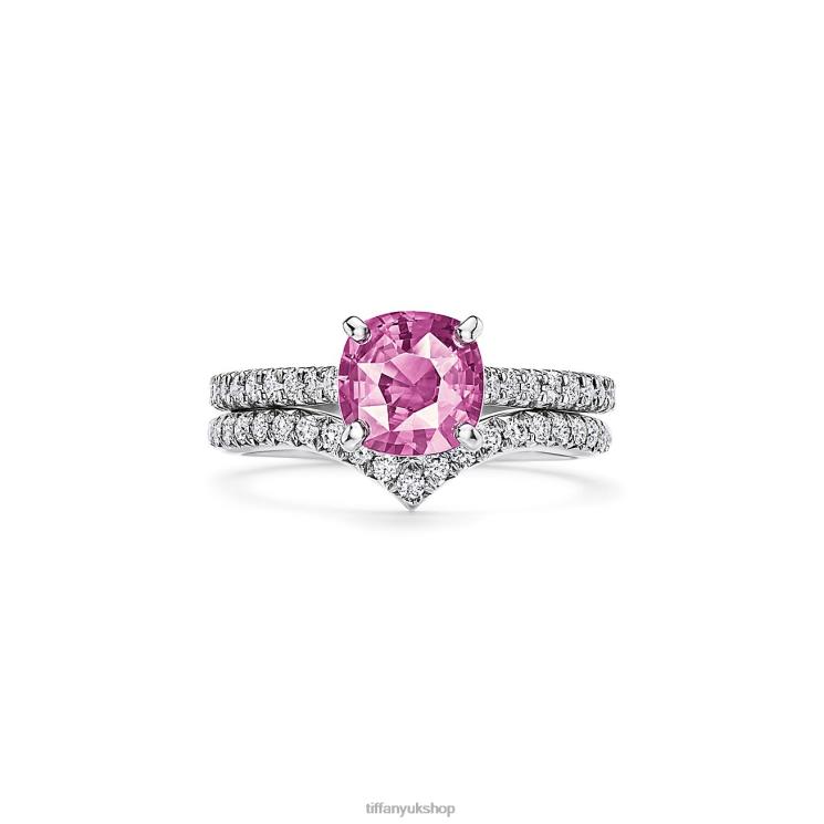 Unisex Tiffany Cushion-cut Pink Sapphire Ring Jewelry 88T0X1592