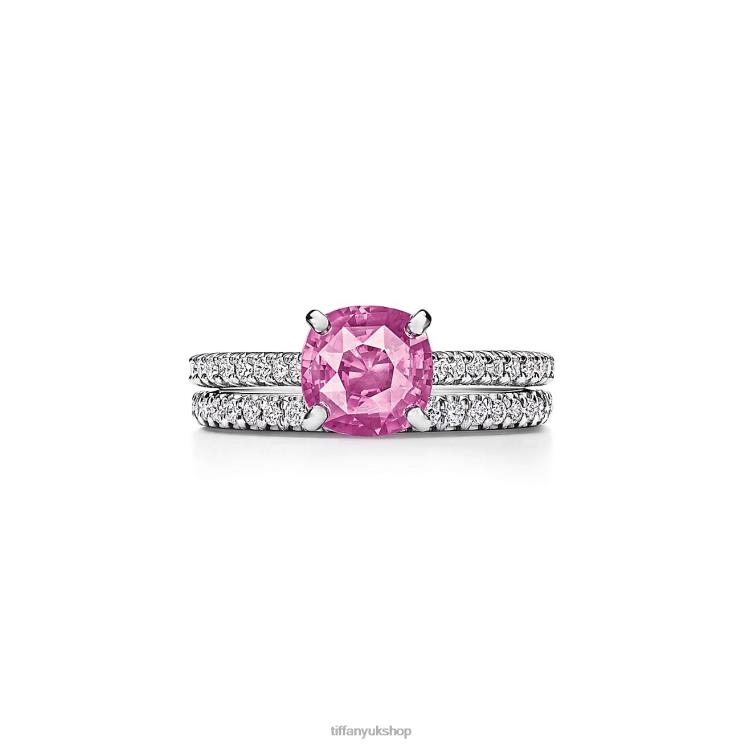 Unisex Tiffany Cushion-cut Pink Sapphire Ring Jewelry 88T0X1592