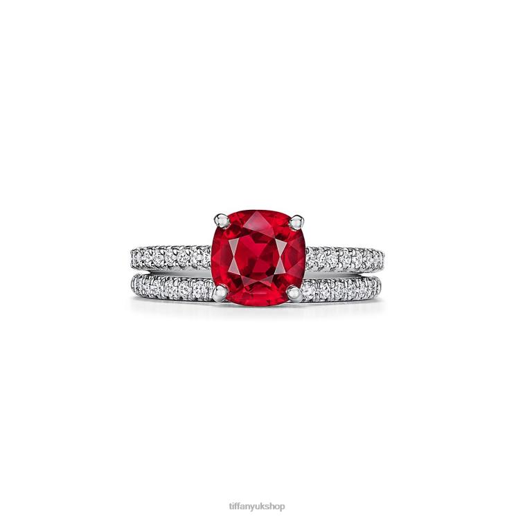 Unisex Tiffany Cushion-cut Ruby Ring Jewelry 88T0X1597