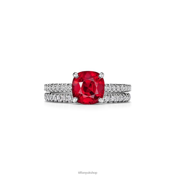 Unisex Tiffany Cushion-cut Ruby Ring Jewelry 88T0X1597