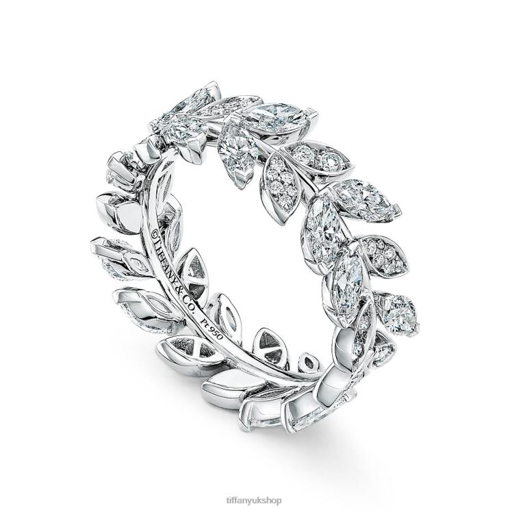 Unisex Tiffany Diamond Vine Band Ring in Platinum Jewelry 88T0X1646