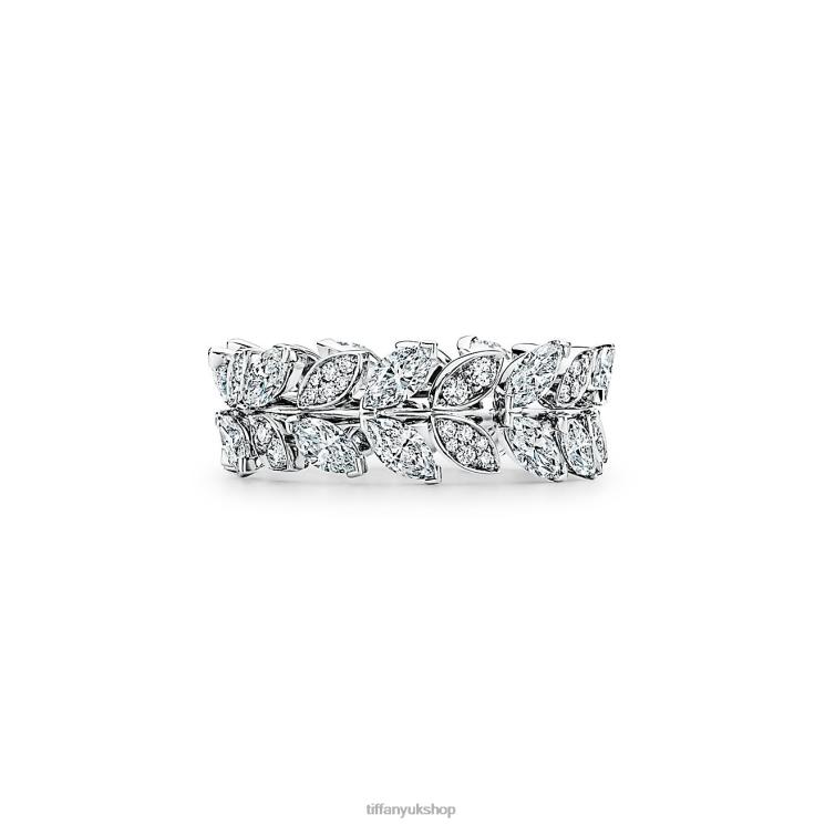 Unisex Tiffany Diamond Vine Band Ring in Platinum Jewelry 88T0X1646