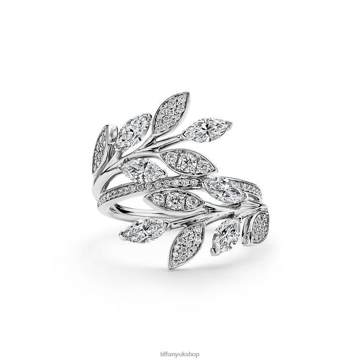 Unisex Tiffany Diamond Vine Bypass Ring in Platinum Jewelry 88T0X1491