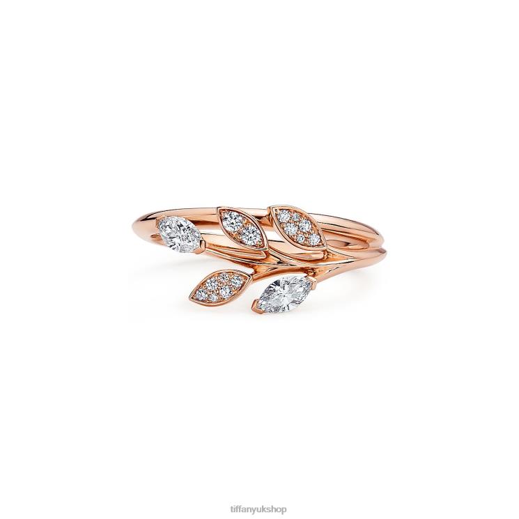 Unisex Tiffany Diamond Vine Ring in 18k Rose Gold Jewelry 88T0X1492