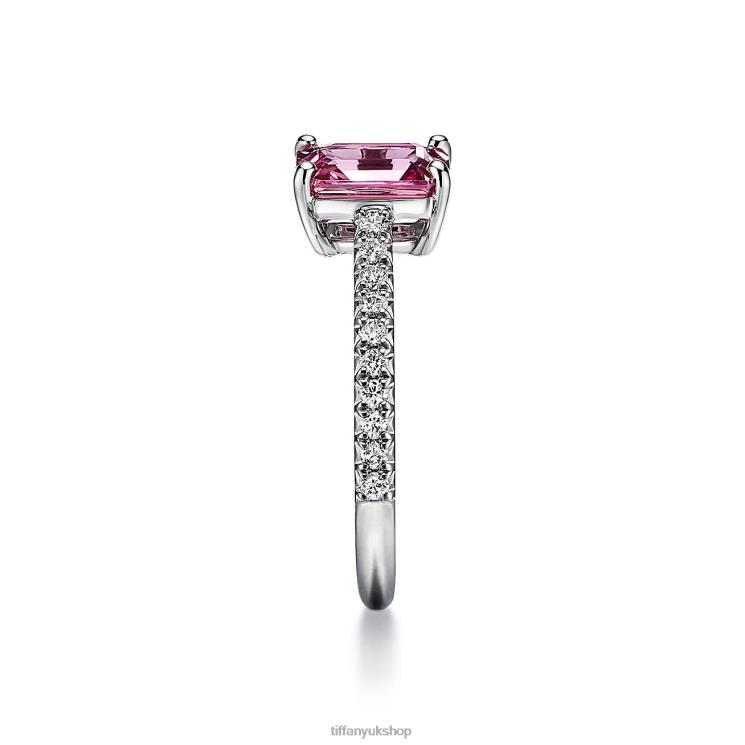 Unisex Tiffany Emerald-cut Pink Sapphire Ring Jewelry 88T0X1591