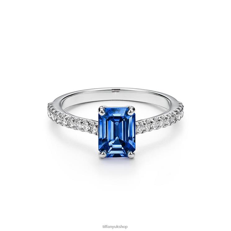 Unisex Tiffany Emerald-cut Sapphire Ring Jewelry 88T0X1598