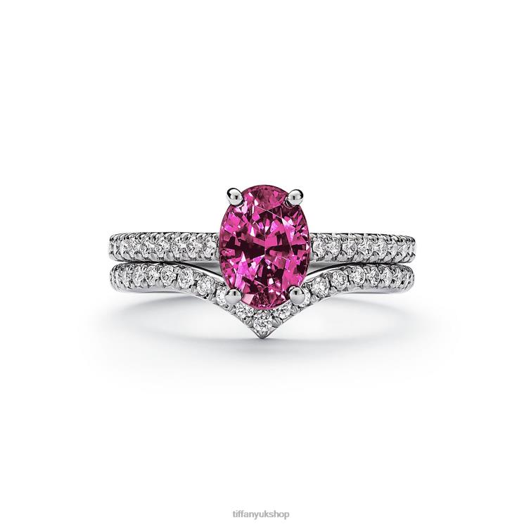 Unisex Tiffany Oval Pink Sapphire Ring Jewelry 88T0X1594