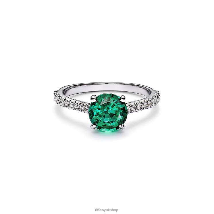 Unisex Tiffany Round Emerald Ring Jewelry 88T0X1625