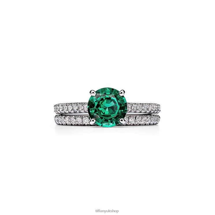 Unisex Tiffany Round Emerald Ring Jewelry 88T0X1625