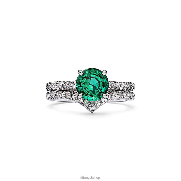 Unisex Tiffany Round Emerald Ring Jewelry 88T0X1625