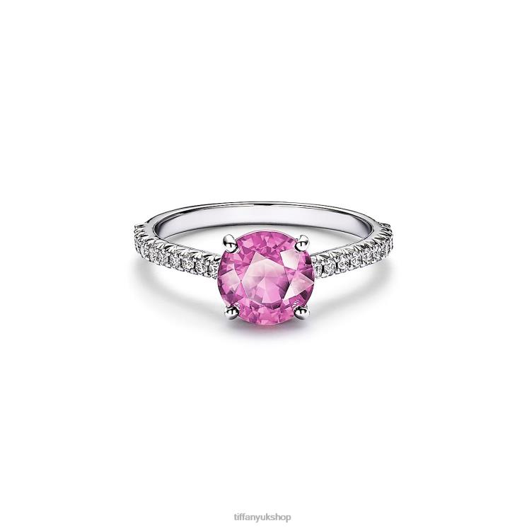 Unisex Tiffany Round Pink Sapphire Ring Jewelry 88T0X1626