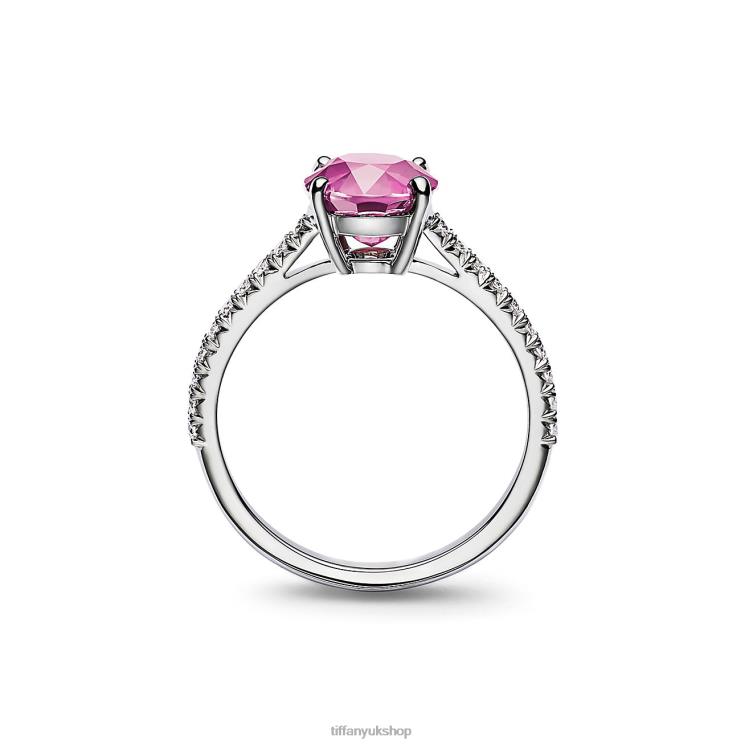 Unisex Tiffany Round Pink Sapphire Ring Jewelry 88T0X1626