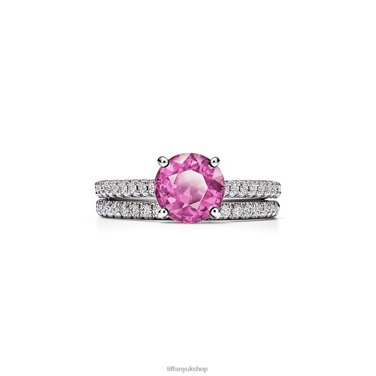 Unisex Tiffany Round Pink Sapphire Ring Jewelry 88T0X1626