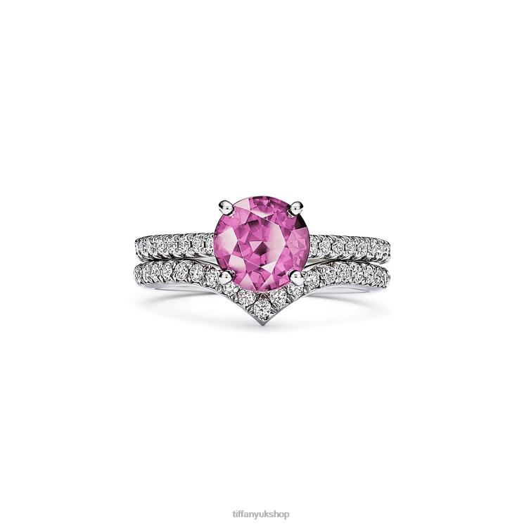 Unisex Tiffany Round Pink Sapphire Ring Jewelry 88T0X1626