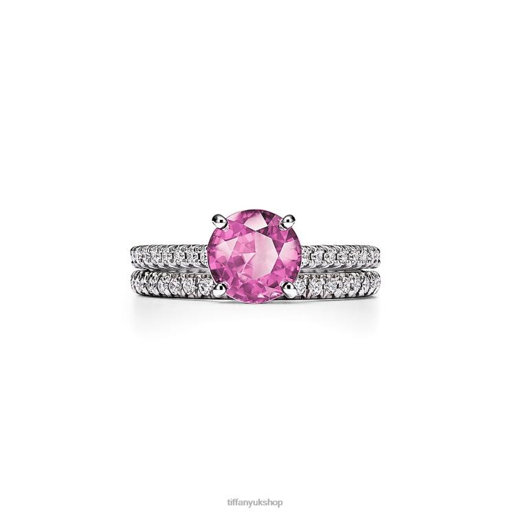 Unisex Tiffany Round Pink Sapphire Ring Jewelry 88T0X1626